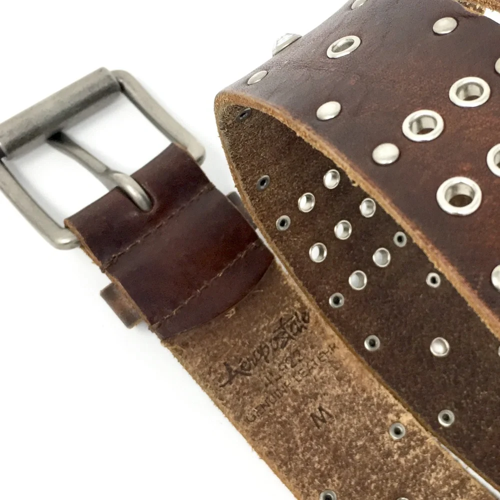 Aeropostale Distressed Stud Leather Belt Medium